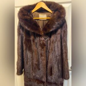 Davison’s Real Fur Mink Vintage Dark Brown Mid-Length Coat